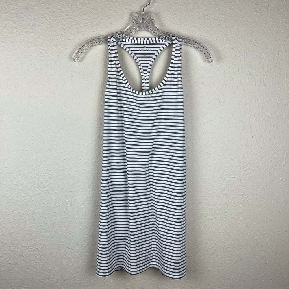 COPY - Athleta High Neck Heather Stripe Chi Tank SZ L